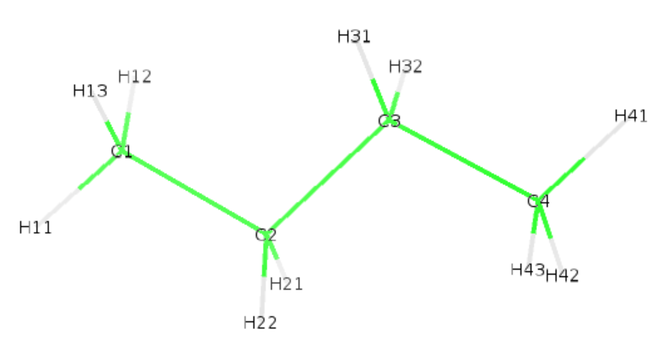 Butane with hydrogens